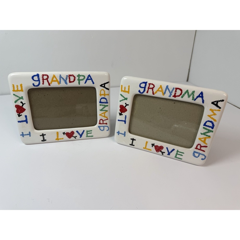 1988 I Love My Grandma & Grandpa Colorful Picture Frame Photo Vintage‎ Set